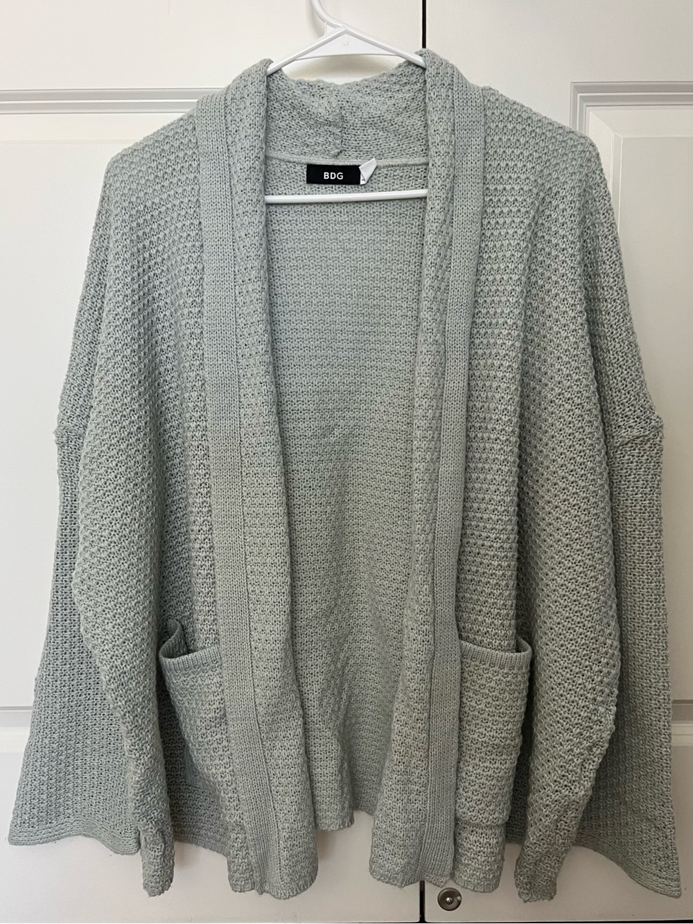 BDG Greyish Light Blue Open-Front Waffle Knit Cardigan, XS, Never Worn